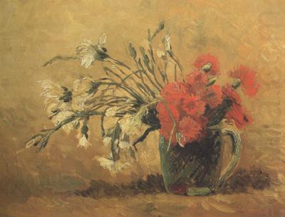 Vincent Van Gogh Vase with Red and White Carnations on Yellow Background (nn04) china oil painting image